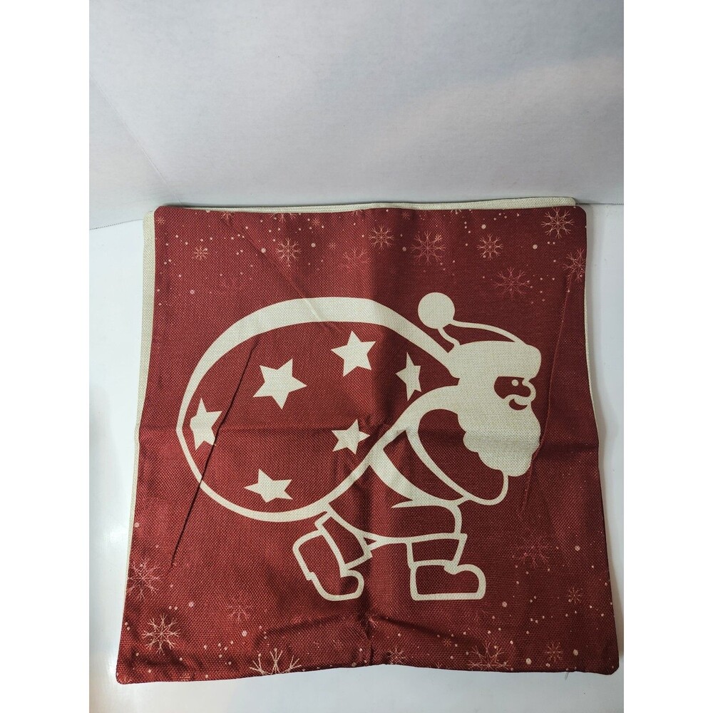 Lot Of 4 Burlap Chrismas Throw Pillow Covers 17" × 17"